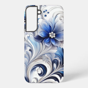 Blauw Bloemen Pastel Zacht Ontwerp Samsung Galaxy Hoesje