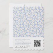 Blauw Bloemen Patroon Bruiloft RSVP & Uitnodiging (Achterkant)