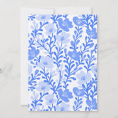 Blauw Bloemen Patroon Custom HOUSEWARMING PARTY Kaart (Achterkant)
