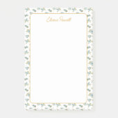 Blauw Bloemen Patroon Elegant Custom Name Statione Post-it® Notes (Voorkant)