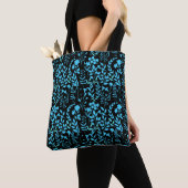 Blauw Bloemen patroon.ST01 Zwart BG Tote Bag (Dichtbij)