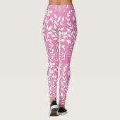 Blauw Bloemen patroon.ST02. wit Roze BG Leggings (Achterkant)