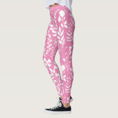 Blauw Bloemen patroon.ST02. wit Roze BG Leggings (Links)