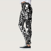 Blauw Bloemen patroon.ST02. wit Zwart BG Leggings (Links)