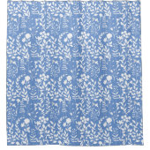 Blauw Bloemen patroon ST02x4 Wit Douchegordijn (Voorkant)
