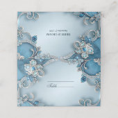 Blauw  Bloemen Place Card Plaatskaartje (Buitenkant ongevouwen)