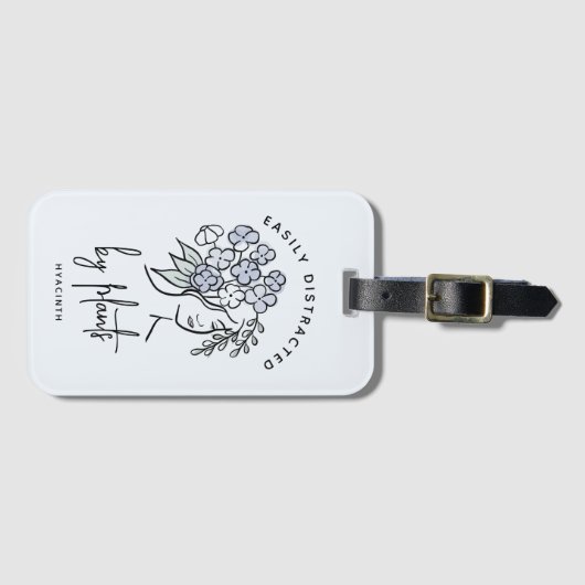 Blauw Bloemen Plant Afgeleide Tuinman Schattige Bagagelabel (Voorkant (horizontaal))