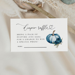 Blauw Bloemen Pompoen Luier Raffle Ticket Informatiekaartje
