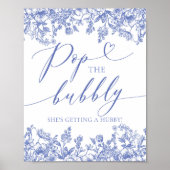 Blauw Bloemen Pop De Bubble Ze krijgt een Hubby Poster (Voorkant)