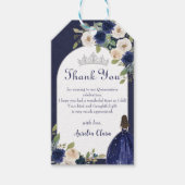 Blauw Bloemen Prinses Quinceañera Arch Verjaardag Cadeaulabel (Voorkant)