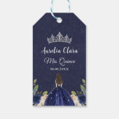 Blauw Bloemen Prinses Quinceañera Arch Verjaardag Cadeaulabel (Achterkant)