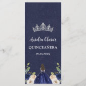 Blauw Bloemen Prinses Quinceañera Menu Menu (Achterkant)