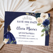 Blauw Bloemen Prinses Quinceañera Save The Date