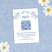  Blauw Bloemen QR Code Bruiloft Info Informatiekaartje