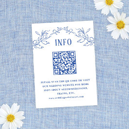  Blauw Bloemen QR Code Bruiloft Info Informatiekaartje