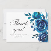 Blauw Bloemen Quinceañera Foto Dank u Kaart (Voorkant)