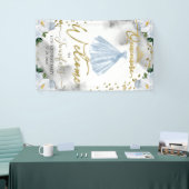 Blauw Bloemen Quinceanera Welkom Spandoek (Beurs)