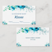 Blauw Bloemen Raad hoeveel Kisses Bruids Spel Informatiekaartje (Voorkant / Achterkant)