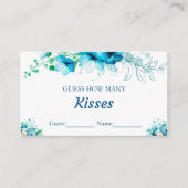 Blauw Bloemen Raad hoeveel Kisses Bruids Spel Informatiekaartje (Voorkant)