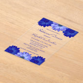 Blauw Bloemen repetitie diner Acryl Uitnodigingen (Laagn)