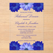 Blauw Bloemen repetitie diner Acryl Uitnodigingen (Voorkant)
