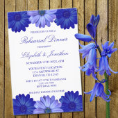Blauw Bloemen repetitie diner Kaart
