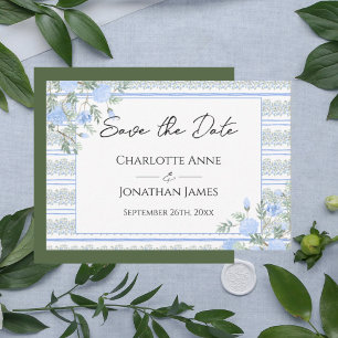 Blauw Bloemen  Romantisch Save The Date