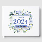 Blauw Bloemen Roos Afstuderen Jaar Gastenboek (Voorkant)