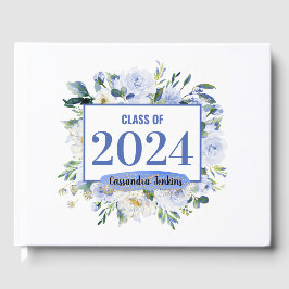 Blauw Bloemen Roos Afstuderen Jaar Gastenboek