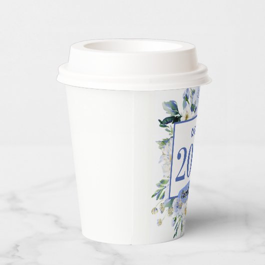 Blauw Bloemen Roos Afstuderen Jaar Papieren Bekers (Rechts)