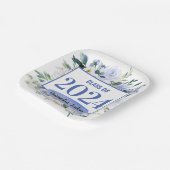 Blauw Bloemen Roos Afstuderen Jaar Papieren Bordje (Gebogen)