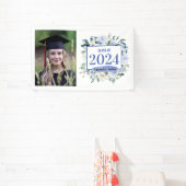 Blauw Bloemen Roos Afstuderen Jaar Spandoek (Insitu)