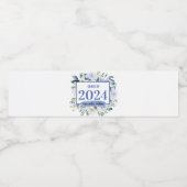 Blauw Bloemen Roos Afstuderen Jaar Waterfles Etiket (Enkel label)