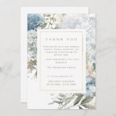 Blauw Bloemen Rouw Begrafenis Dank u Bedankkaart (Voorkant / Achterkant)