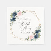 Blauw Bloemen, Roze Bloemen, Bruidsfeest Servet (Voorkant)