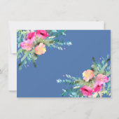 Blauw Bloemen Roze Rosebud Bruiloft Save the Date Kaart (Achterkant)