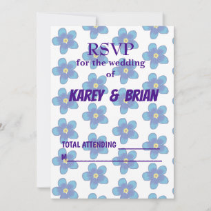Blauw Bloemen RSVP Fotokaart, Script Kaart