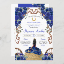 Blauw Bloemen Rustieke Charro Western Quinceañera