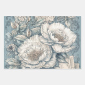  Blauw Bloemen Shabby Chic Inpakpapier Vel (Voorkant 2)