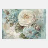  Blauw Bloemen Shabby Chic Inpakpapier Vel (Voorkant 3)