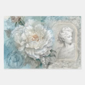  Blauw Bloemen Shabby Chic Inpakpapier Vel (Voorkant 2)