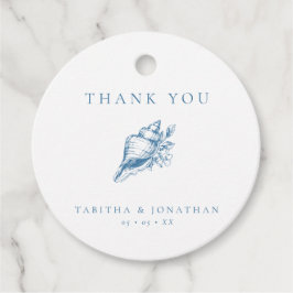  Blauw Bloemen Shell bruiloft Dank u Bedankjes Labels