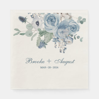 Blauw Bloemen Standaard Luncheon Bruiloft Servet