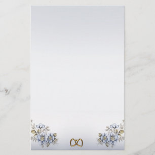 Blauw Bloemen Stationery gouden verbonden harten Briefpapier