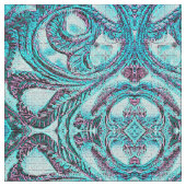 Blauw Bloemen Swirl Stof (Close Up)