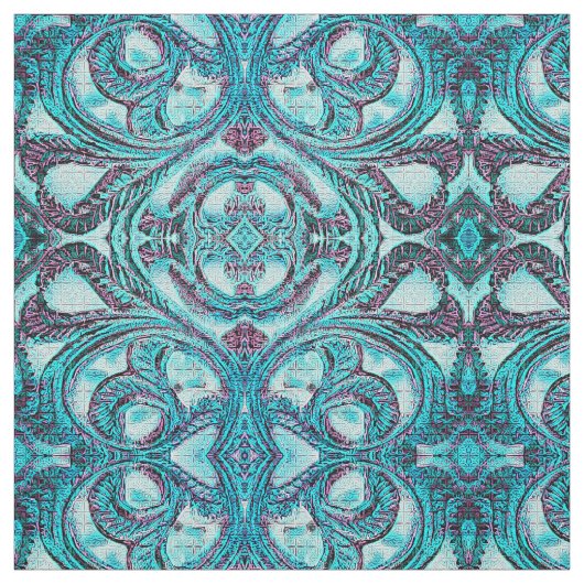 Blauw Bloemen Swirl Stof (Swatch)