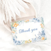 Blauw Bloemen Theepot Bruiloft Dank u Kaart