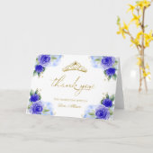 Blauw Bloemen Tiara Quinceanera Dank u Kaart (Gele Bloem)