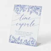 Blauw Bloemen Tijd Capsule Bruidsfeest Spel Bord Reclamebord Met Voetstuk (Voorkant)