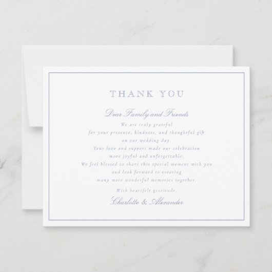 Blauw Bloemen Toile bruiloft Dank u kaart (Voorkant)